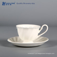 200ml Pure White Logo Personalização Plain White Porcelain Chá Copos, Bulk Tea Cup E Pires Set